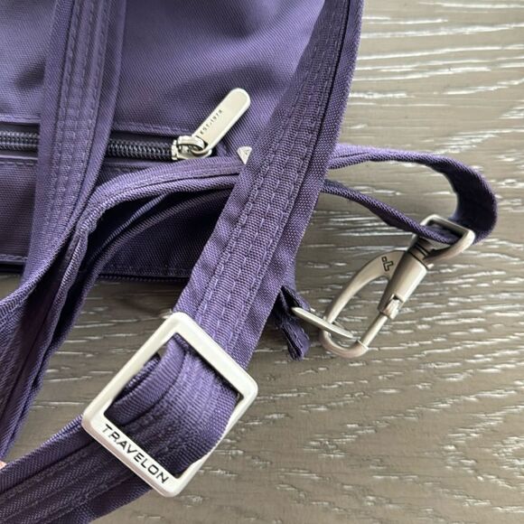 Travelon Anti-Theft Purple Nylon Classic Mini Crossbody Shoulder Travel Bag EUC - Picture 9 of 12